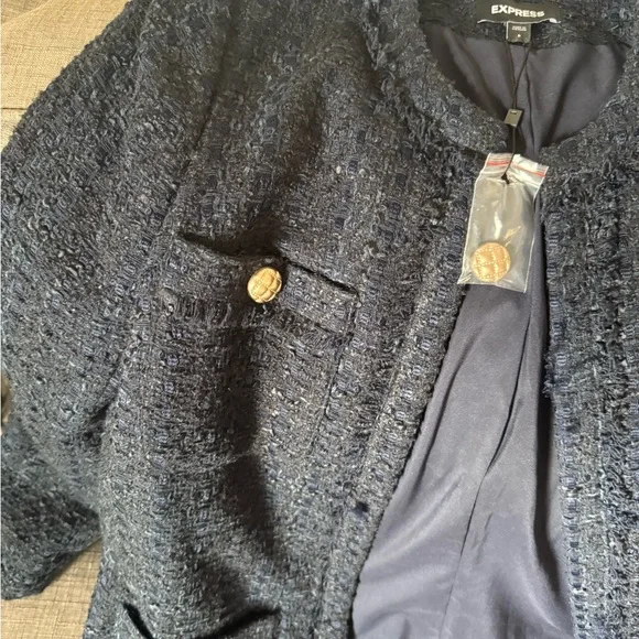Express Navy Tweed Blazer - Picture 2 of 5